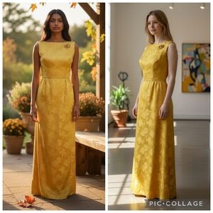Vintage 1960 Sheath dress Audrey Hepburn Style gold brocade
